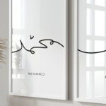 Hayyart Lineart Allah, Muhammed Ahşap Çerçeveli 2'li İslami Tablo Set - Görsel 10