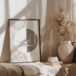 Hayyart Zikir Abstract Ahşap Çerçeveli Minimalist 3'lü İslami Tablo Set - Kahve - Görsel 9