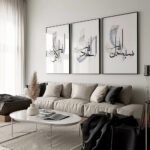Hayyart Zikir Ahşap Çerçeveli Minimalist 3'lü İslami Tablo Set - Mor - Görsel 3