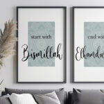 Hayyart Bismillah, Sukkulent, Elhamdülillah Ahşap Çerçeveli 3'lü İslami Tablo Set - Görsel 7