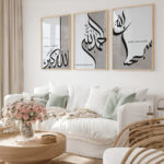 Hayyart Zikir Allahu Ekber, Elhamdüllilah, Subhanallah Ahşap Çerçeveli Minimalist 3'lü İslami Tablo Set - Gri - Görsel 22