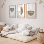 Hayyart Zikir Abstract Ahşap Çerçeveli Minimalist 3'lü İslami Tablo Set - Kahve - Görsel 21