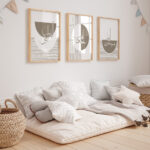 Hayyart Zikir Abstract Ahşap Çerçeveli Minimalist 3'lü İslami Tablo Set - Kahve - Görsel 22