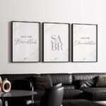 Hayyart Bismillah, Sabr, Elhamdülillah Marble Ahşap Çerçeveli 3'lü İslami Tablo Set - Görsel 3