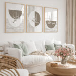 Hayyart Zikir Abstract Ahşap Çerçeveli Minimalist 3'lü İslami Tablo Set - Kahve - Görsel 23
