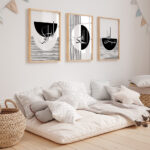 Hayyart Zikir Abstract Ahşap Çerçeveli Minimalist 3'lü İslami Tablo Set - Siyah - Görsel 23