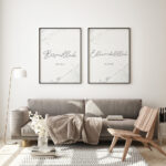 Hayyart Bismillah, Elhamdülillah Marble Ahşap Çerçeveli Minimalist 2'li İslami Tablo Set - Görsel 5