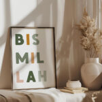 Hayyart Bismillah Renkli Ahşap Çerçeveli Minimalist 2'li İslami Tablo Set - Görsel 5