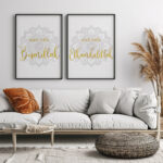 Hayyart Bismillah, Elhamdulillah Ahşap Çerçeveli 2'li İslami Tablo Set - Görsel 2