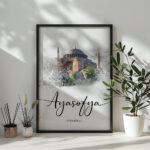 Hayyart İstanbul Ayasofya Ahşap Çerçeveli Minimalist Tekli İslami Tablo - Görsel 5