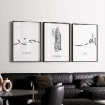 Hayyart Allah, La Havle, Muhammed Ahşap Çerçeveli Minimalist 3'lü İslami Tablo Set - Görsel 4