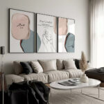 Hayyart Allah, Dua, Sabır Ahşap Çerçeveli Minimalist 3'lü İslami Tablo Set - Mavi - Görsel 2