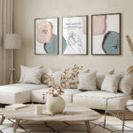 Hayyart Allah, Dua, Sabır Ahşap Çerçeveli Minimalist 3'lü İslami Tablo Set - Mavi - Görsel 4
