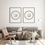 Hayyart Allah, Kaabe, Muhammed Ahşap Çerçeveli 3'lü İslami Tablo Set - Görsel 7