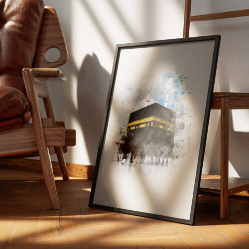 Hayyart Aksa, Kabe, Mescidi Nebevi Ahşap Çerçeveli Minimalist 3'lü İslami Tablo Set - Görsel 6