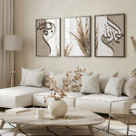 Hayyart Bismillah, Elhamdülillah, Pampas Ahşap Çerçeveli Minimalist 3'lü İslami Tablo Set - Görsel 3