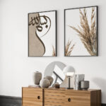 Hayyart Bismillah, Elhamdülillah, Pampas Ahşap Çerçeveli Minimalist 3'lü İslami Tablo Set - Görsel 4