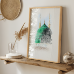 Hayyart Aksa, Kabe, Mescidi Nebevi Ahşap Çerçeveli Minimalist 3'lü İslami Tablo Set - Görsel 19