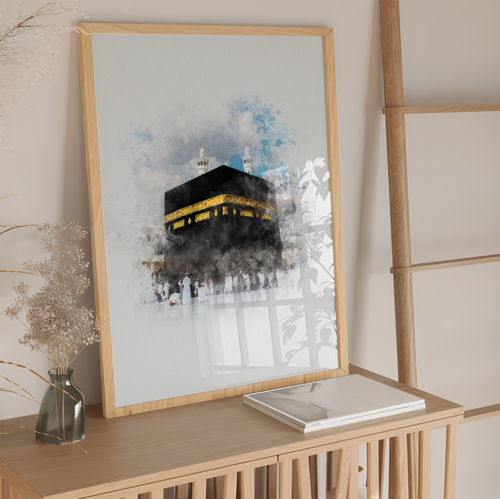 Hayyart Aksa, Kabe, Mescidi Nebevi Ahşap Çerçeveli Minimalist 3'lü İslami Tablo Set - Görsel 21