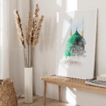 Hayyart Aksa, Kabe, Mescidi Nebevi Ahşap Çerçeveli Minimalist 3'lü İslami Tablo Set - Görsel 13