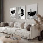 Hayyart Zikir Abstract Ahşap Çerçeveli Minimalist 3'lü İslami Tablo Set - Siyah - Görsel 16