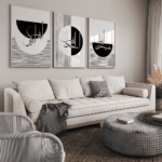 Hayyart Zikir Abstract Ahşap Çerçeveli Minimalist 3'lü İslami Tablo Set - Siyah - Görsel 15
