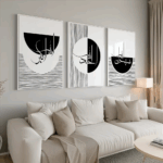 Hayyart Zikir Abstract Ahşap Çerçeveli Minimalist 3'lü İslami Tablo Set - Siyah - Görsel 13